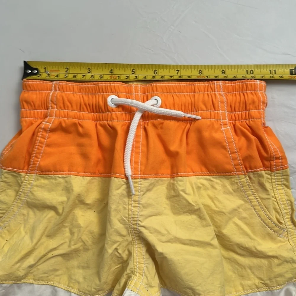 Gap boys yellow orange white gradient lined swim trunks with pockets